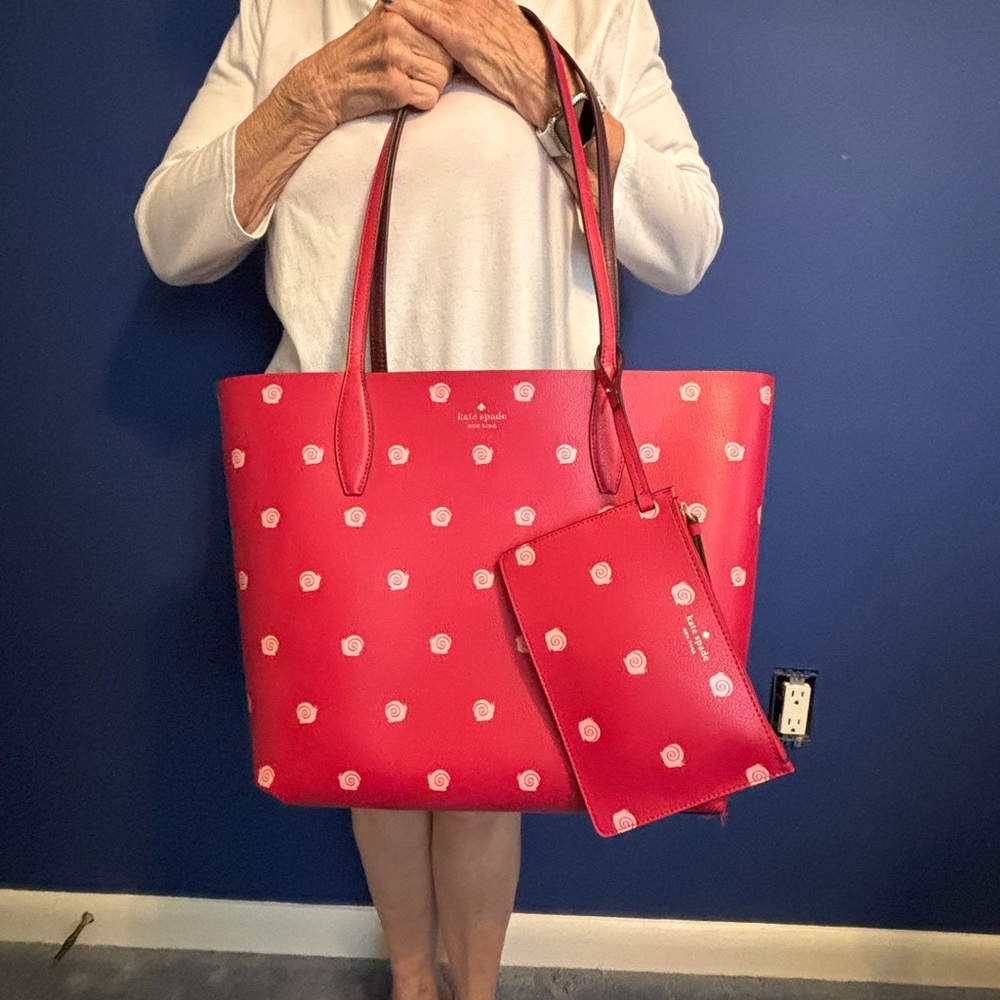 Kate Spade Red Polka Dot Tote with Pouch